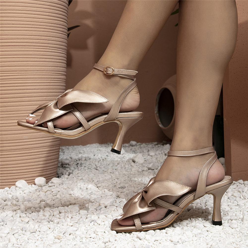 Шикарные летние милые женские туфли с узлом-бабочкой, модные женские туфли с галстуком-бабочкой, элегантная обувь, сексуальные летние модные сандалии на высоком каблуке для вечеринок