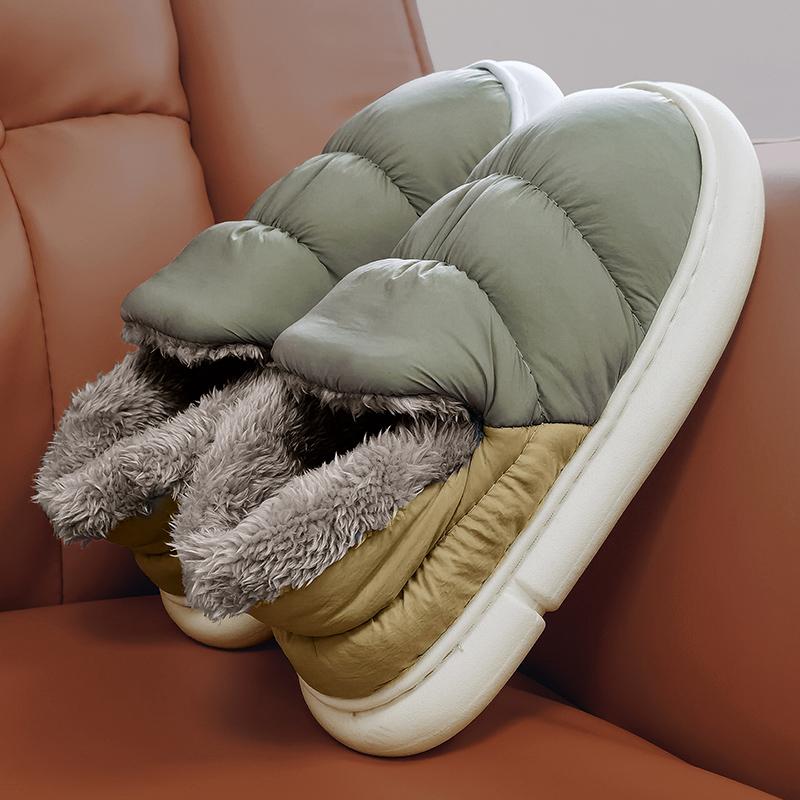 Fashion Men New Winter Boots Soft Cozy Ankle Boot Warm Waterproof Snow Boots Fashion Plush Flat Men Slip-on Shoes Outdoor