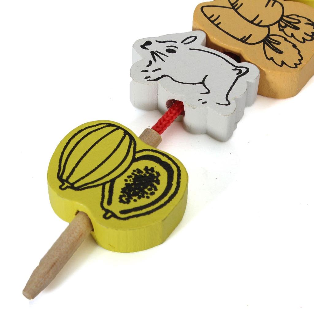 26pcs/SET Wooden Animal Fruit Block Stringing Beaded Toys For Learning & Education Colorful Product