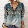 Streetwear Geometric Pattern Long Sleeve T Shirt For Women With V Neck Casual Fit
