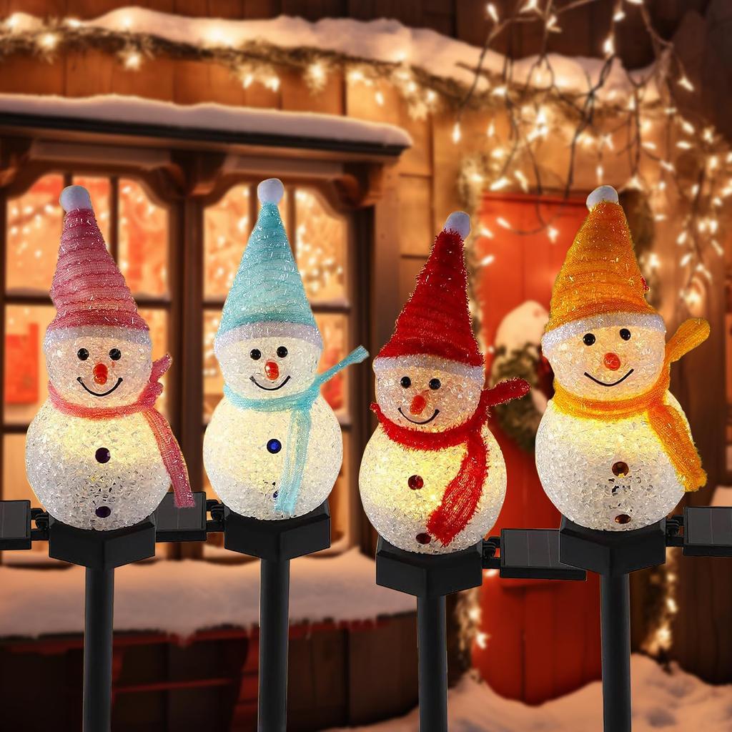 Set of Waterproof Snowman Solar Lights for Christmas Garden and Ornaments with Automatic Ideal for Outdoor and Creates a Stylish and Atmospheric