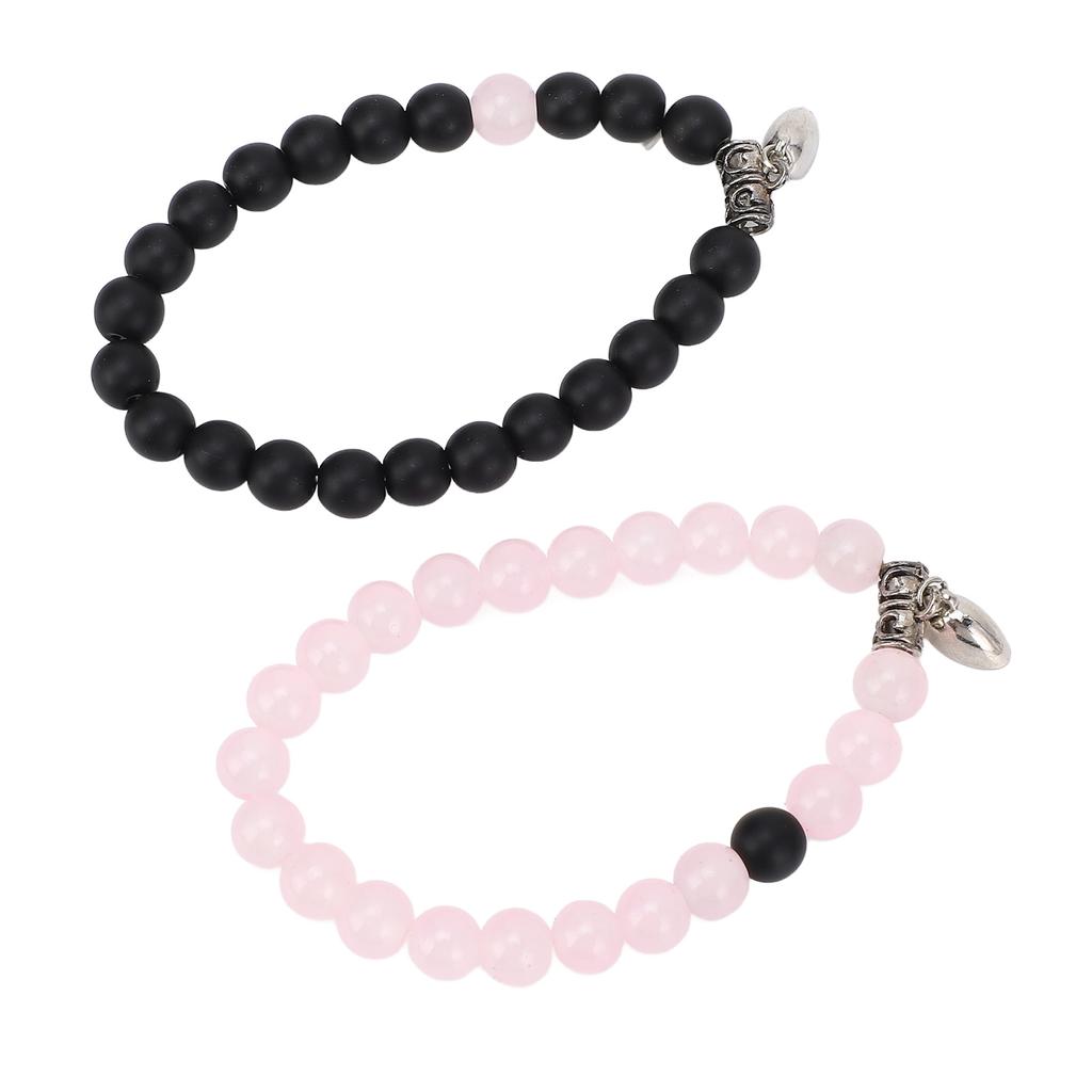 1 Pair Couple Bracelets Alloy Glass Beads Connection Heart Matching Beaded Bracelet