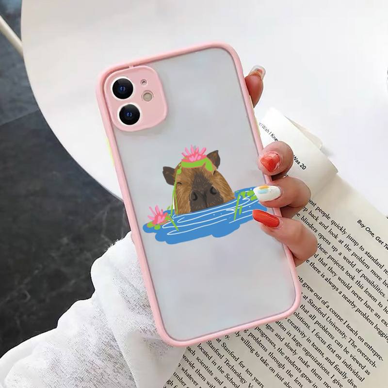 Чехол для телефона Be Happy Capybara с милым рисунком, матовый прозрачный для iphone 11 12 13 7 8 plus mini x xs xr pro max чехол