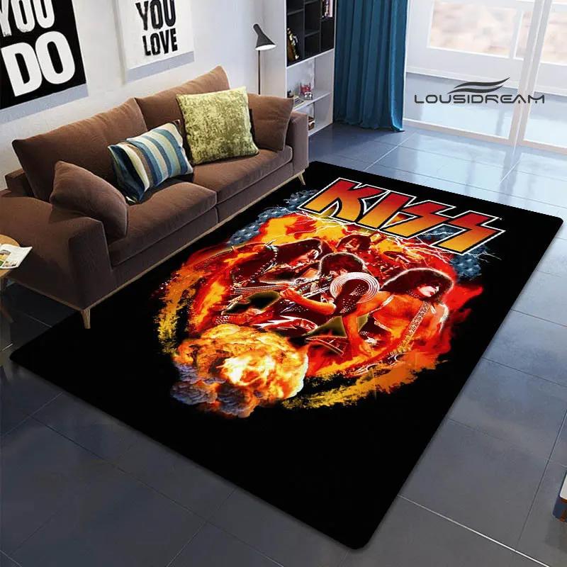 Ковер с принтом группы поцелуя, ковер для детской игровой комнаты, ковер для гостиной, спальни, нескользящий ковер, реквизит для фотосъемки, подарок на день рождения