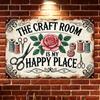 Vintage Metal Sign "The Craft Room Is My Happy Place" Decorative Vintage Wall Art for Home Cafe Bar Restaurant Supermarket