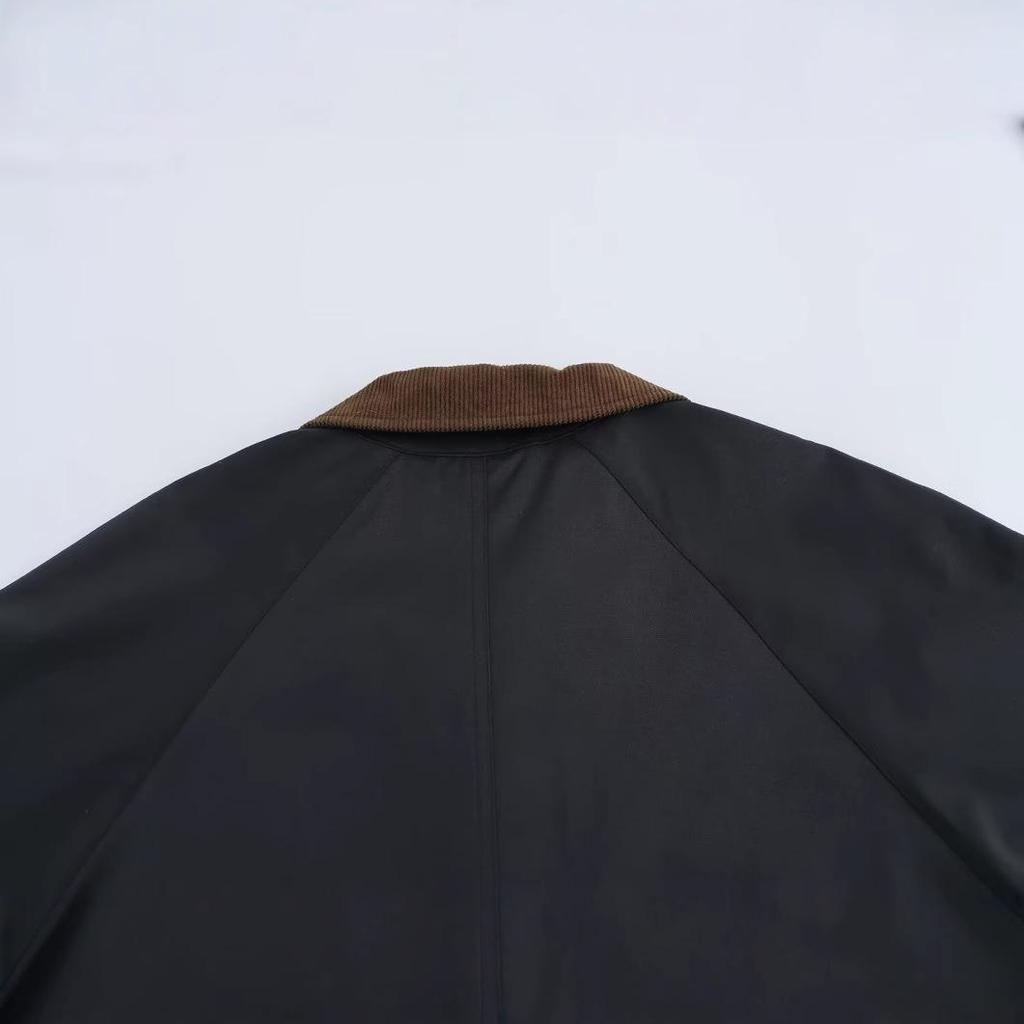 2024 Winter Women's European & American Style Corduroy Collar Waxed Leather Jacket