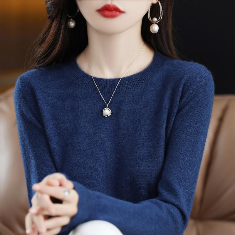 Женский свитер с круглым вырезом, осень-зима, базовый пуловер, теплые повседневные джемперы, корейская модная весенняя трикотажная рубашка, нижняя рубашка