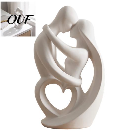 Unique Wedding Gift Ideas 3D Printed Abstract Couple Embrace Statue, Heart Hollow Love Figurine, Minimalist Creative DIY Hand Painting Crafts