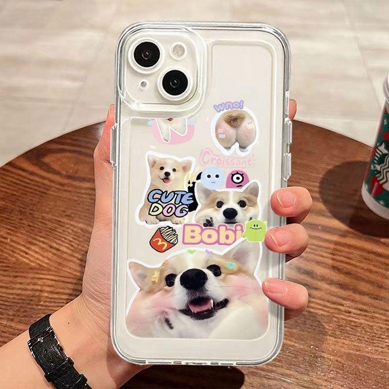 Милый коллаж из наклеек с корги Чехол для телефона для серий iPhone 17 16 15 14 13 12 11 16E Pro Max Plus Двойная защита