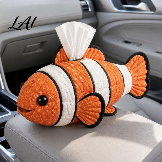 Decorative Tissue Container DIY Box Top Opening Soft Fabric Cover Marine Animal