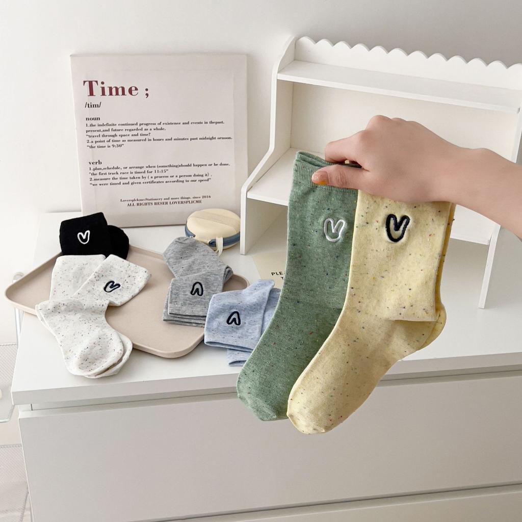 Love Embroidery Ideas Yarn Tube Socks Female Tide Spring And Autumn Internet Celebrity Korean Personality College Style Female Socks