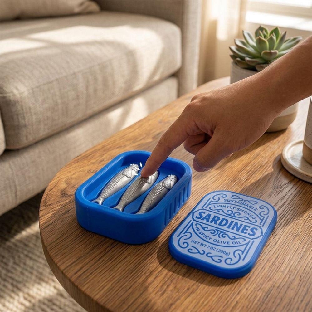 Click Sound Sardine Can Clicker Toy Mechanical Button Fun Finger Click Sardine Holiday Gift