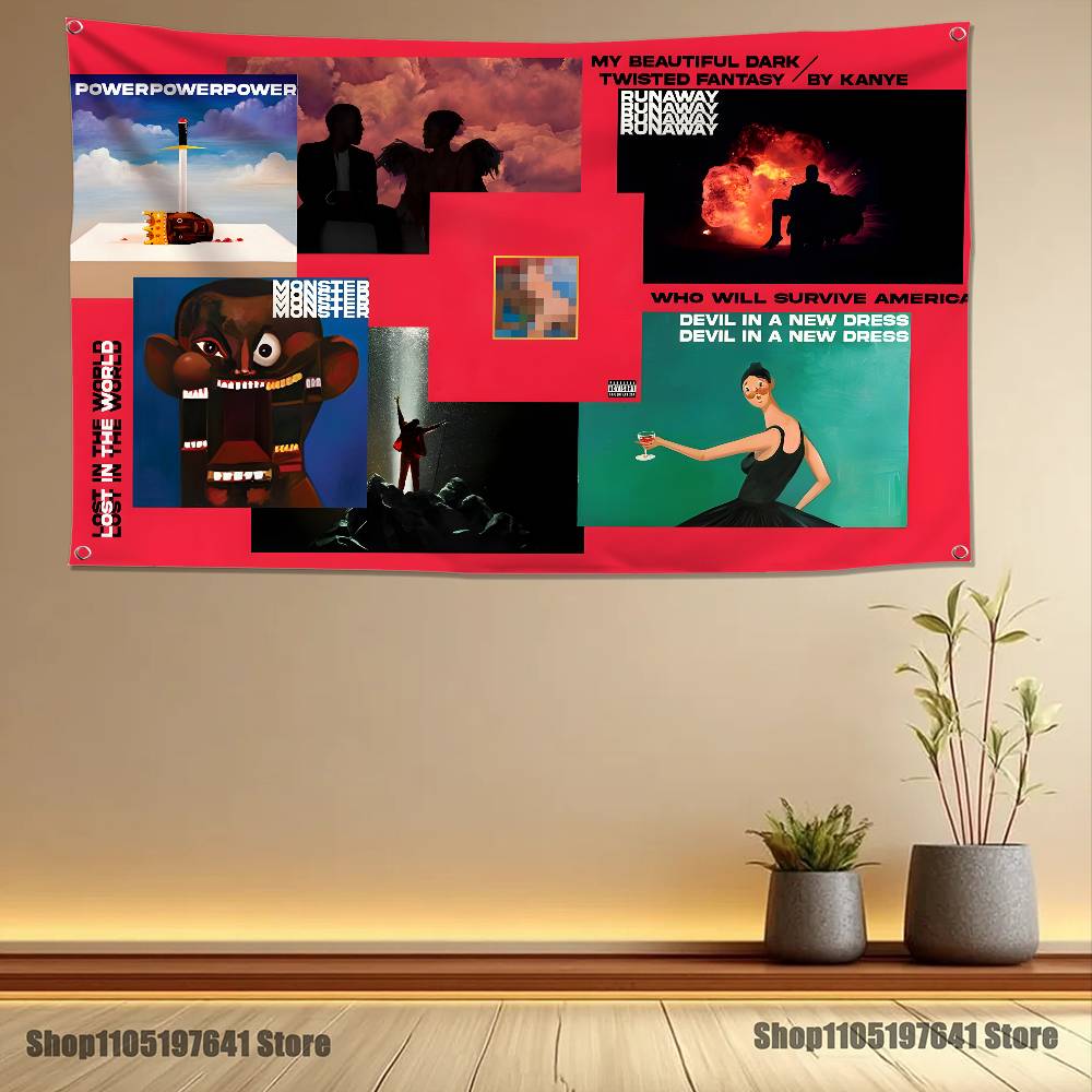 KKanyee West Ye Rapper HighQuality Flag Tapestry Banner Bedroom Living Room Bar Party Wall Decor Outdoor Use
