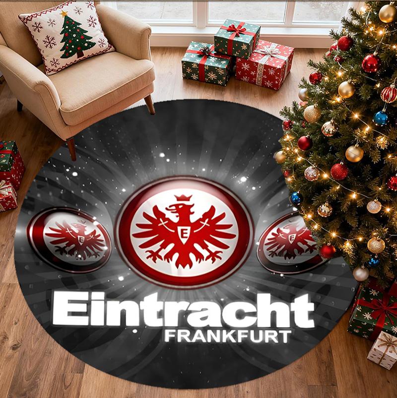 Eintracht Frankfurt Pattern Round Rug, Indoor/Outdoor Mat, for Picnic, Gameroom, Bedroom, Office, Living Room, Home Decor Carpet, Birthday Gift