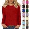 Women's Daily Casual Long-sleeved Solid Color Crew-neck Top