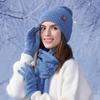 Winter Warm Hat Scarf Gloves Three-piece Women's Outdoor Fleece Thickened Ear Protector Head Knitted Wool Cap