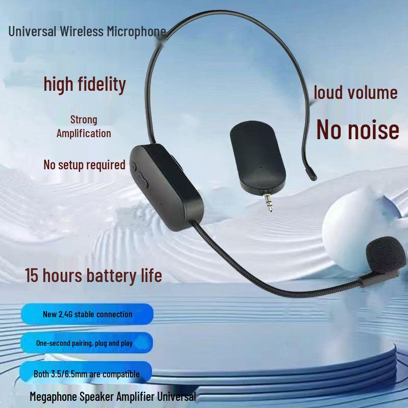 Universal 2.4G Wireless Microphone Headset & Amplifier for Teachers, Tour Guides, and Outdoor Use.