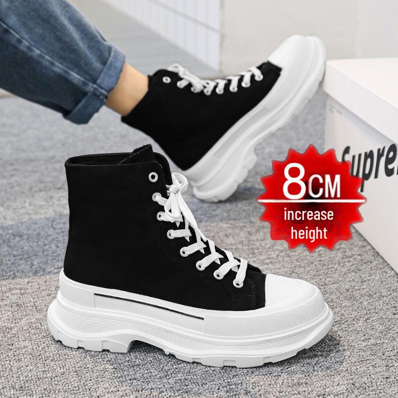 Мужские невидимые кроссовки, увеличивающие рост: 12 см высокие, 10 см повседневные парусиновые туфли на толстой подошве, модные туфли COS.