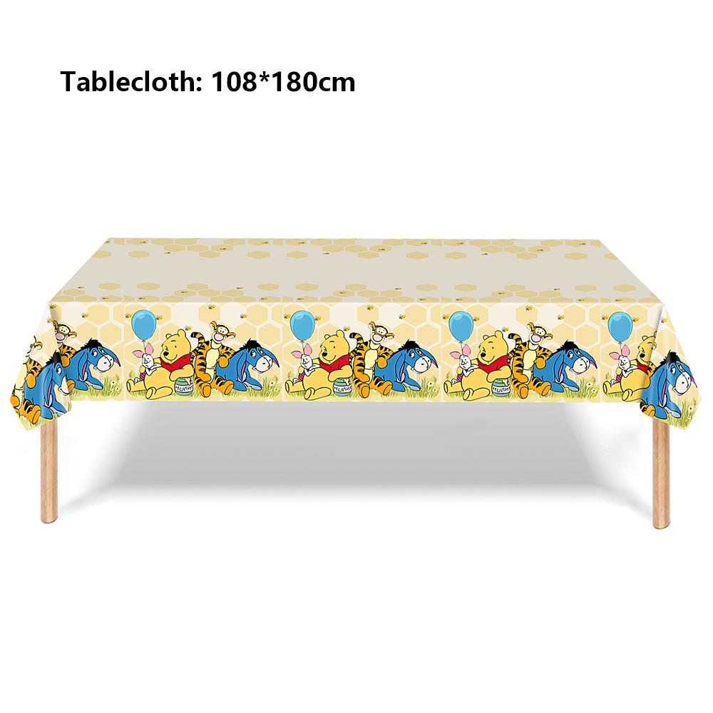 51pcs Winnie The Pooh Party Tableware Include Plate, Napkin, Tablecloth, Cup