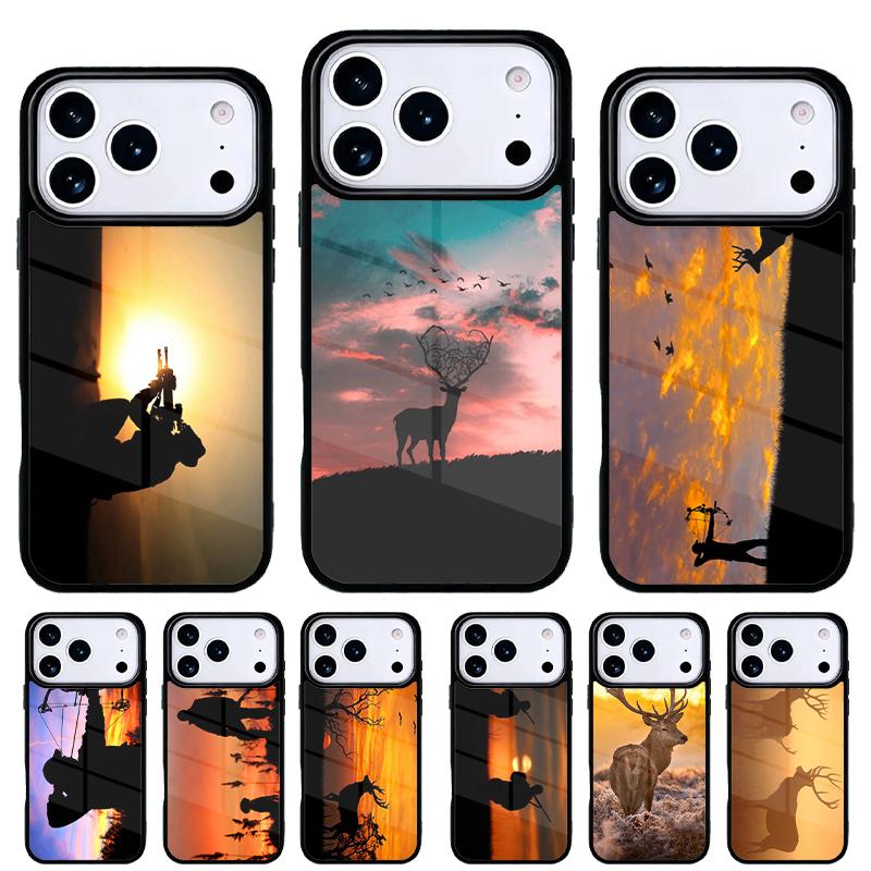 hunting Deer Sunset Phone Case for iPhone 17 16 15 14 13 Pro Max Back Cover for 12 11 Pro Coque