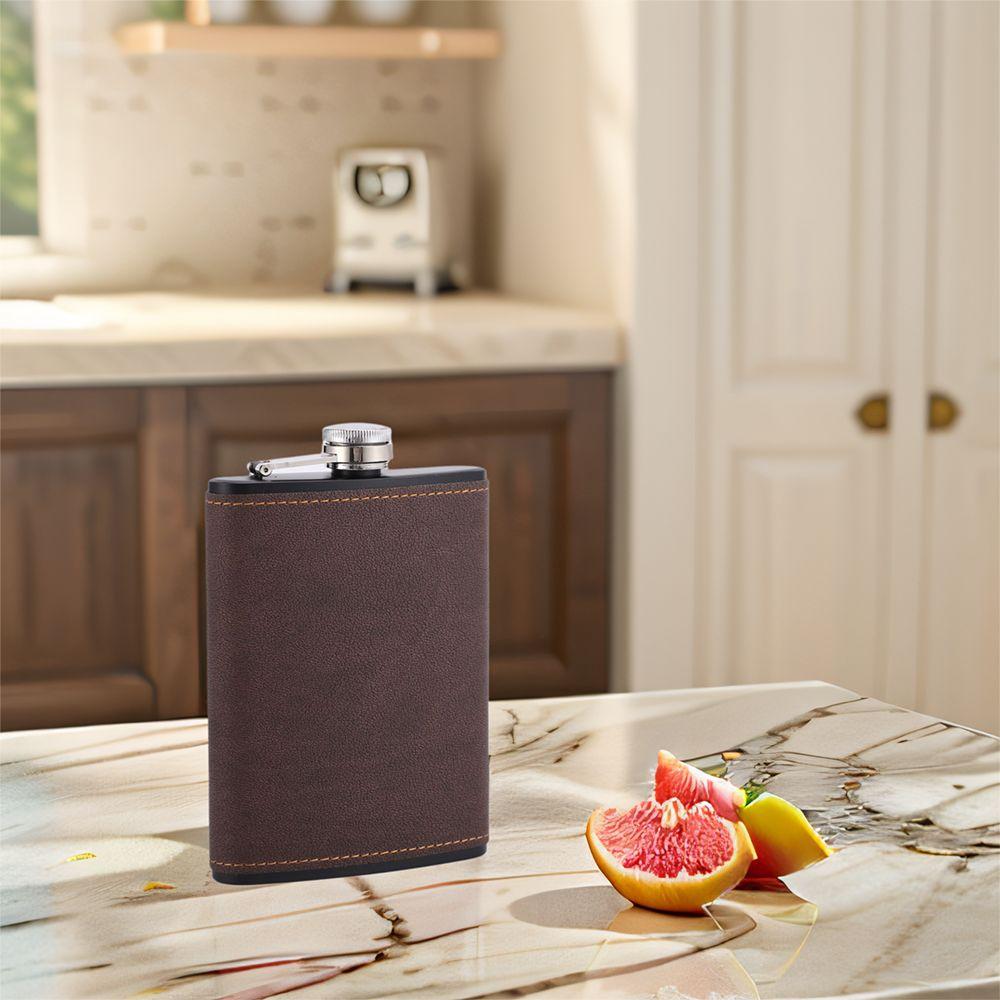Stainless Steel Leather Texture Hip Flask 6/8 Oz Whiskey Flasks Drinkware Flagon Man Gifts