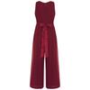 Girls Party Wear Solid Color Sleeveless High Waist Ruffled Chiffon Detachable Flower Wedding Jumpsuit