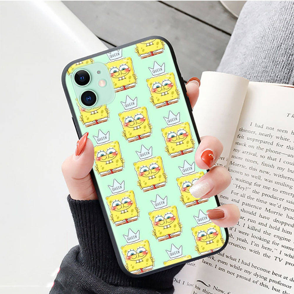 Black Case for Samsung Note 20 Lite S24 Ultra S23 A03 A05 A06 A11 A71 A15 A16 A13 A24 A25 A33 A52 A53 A50 M55 M35 Plus S-38 Cute Spongebob