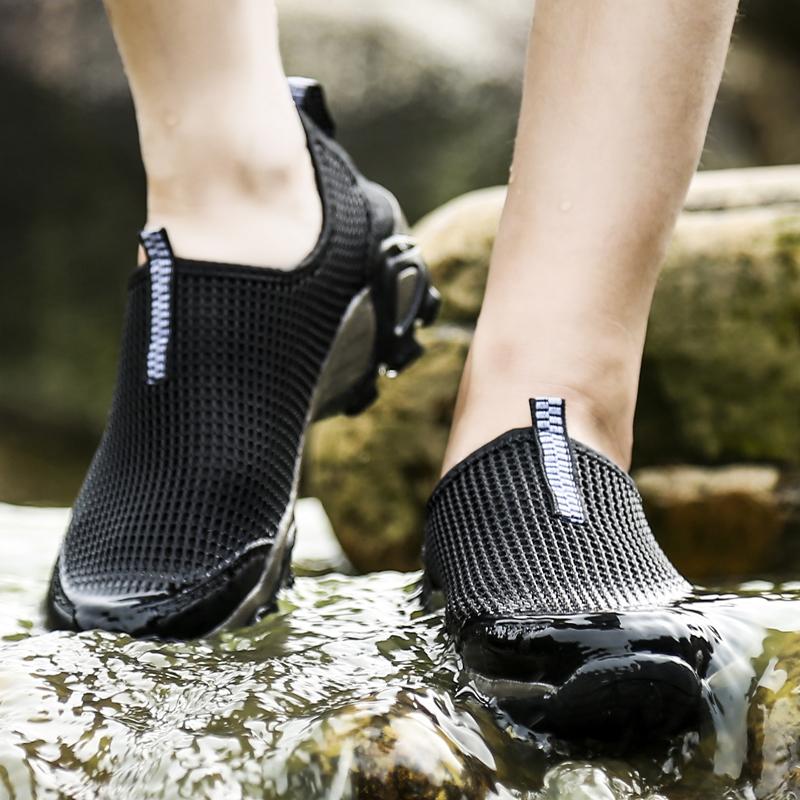 Весенне-летняя мужская повседневная обувь слипоны резиновая сетка мужская водонепроницаемая плоская повседневная обувь синяя дропшиппинг X11 35