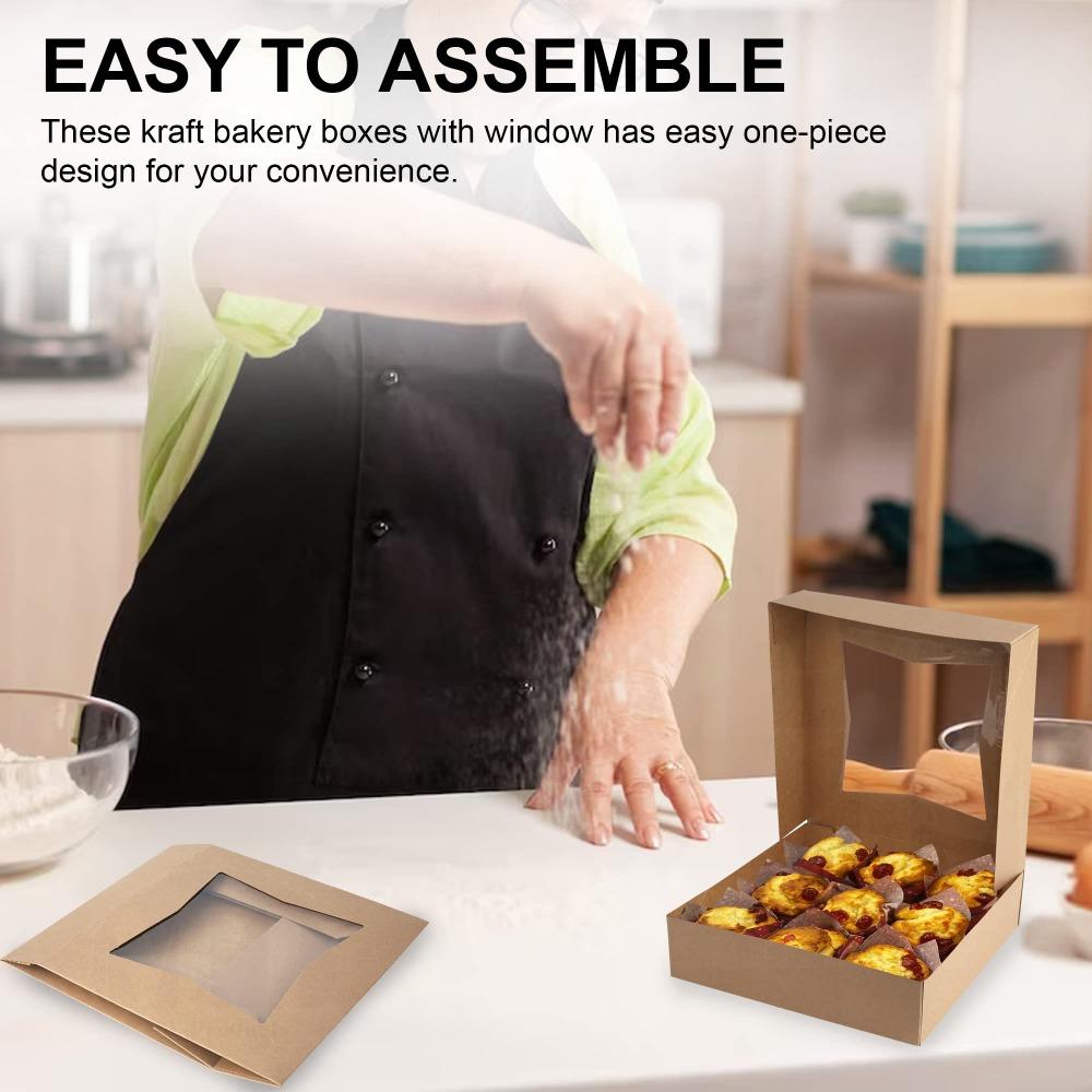 10 шт. подарочных коробок из крафт-бумаги с прозрачным окном, автоматически выдвижные подарочные упаковочные коробки, витрины для Рождества, Дня благодарения, Дня матери, выпускного