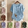 Women's Fashion Cute Owl Prined Short Sleeve T-shirt Loose Cotton Shirt Casual Loose Summer Blouse Plus Size Tops