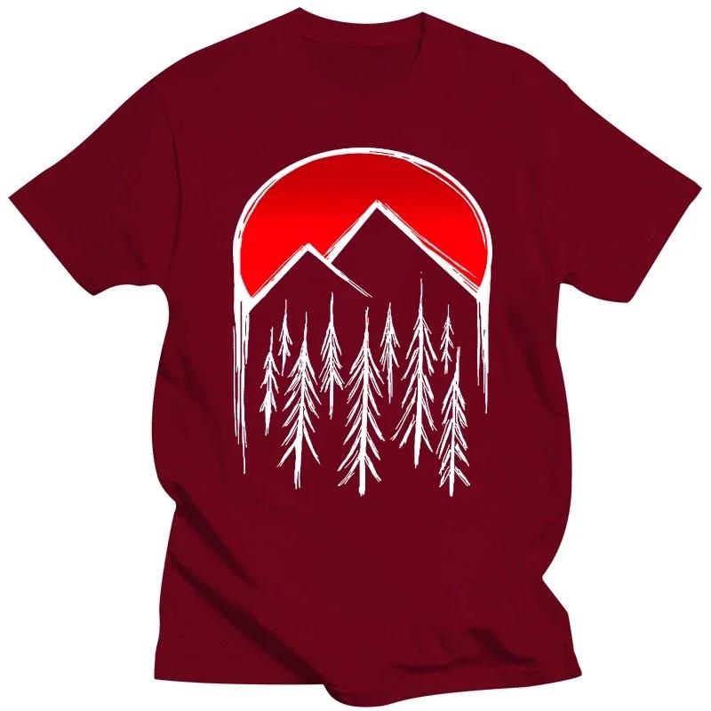 Винтажные футболки Twin Peaks для мужчин, красная сосна, луна, топы высокого качества, модная футболка с коротким рукавом, хлопковая футболка с круглым вырезом, подарок(1)