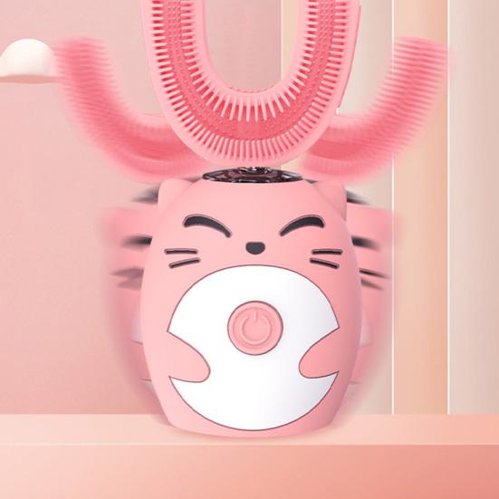 Умная зубная щетка, перезаряжаемая, мягкая, водонепроницаемая, с длительным сроком службы, трудосберегающий инструмент для чистки полости рта, силиконовая U-образная детская зубная щетка для дома