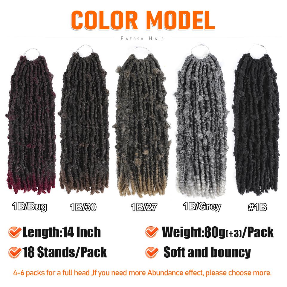 14-дюймовые локоны-бабочки, вязанные крючком, искусственные локоны, косички с предварительной петлей, мягкие локоны, натуральные синтетические волосы с эффектом омбре для наращивания волос для черных женщин