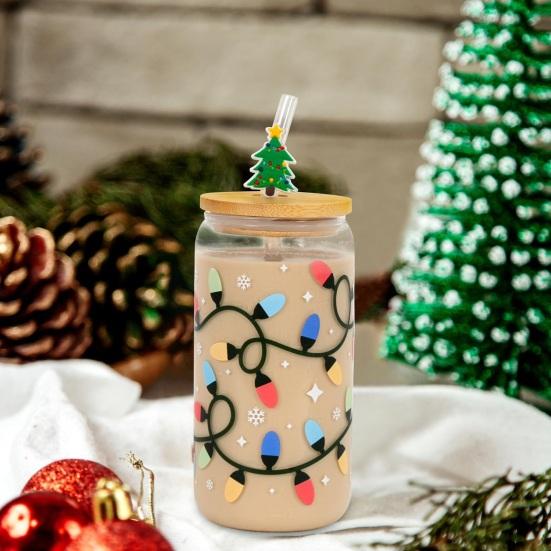 Color-Changing Festive Tumbler Christmas Beer Can with Brush And Straw Holiday-themed Beverage Container