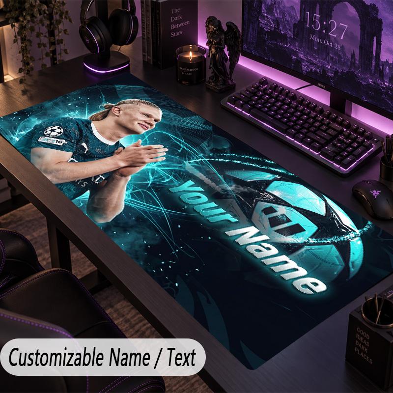 Large Mouse PadErling Haaland Custom Name Text Personalized Desk Mat Non Slip Gaming Pad
