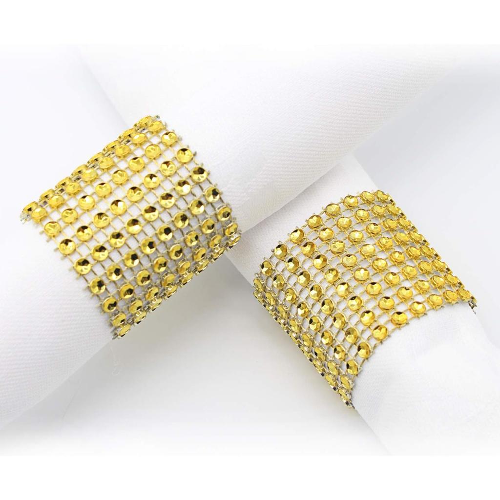 50pcs Napkin Rings, Rhinestone Napkin Rings Diamond Adornment for Place Settings, Wedding Receptions, Dinner or Holiday Parties, Family Gatherings