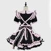 Платье Готическая Лолита Короткий Рукав Бант Вечерние Платья Косплей Кошки Девочка Милый Розовый Черный