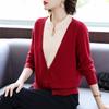 Women's Faux Two-Piece Knitted Stand-Up Collar Sweater