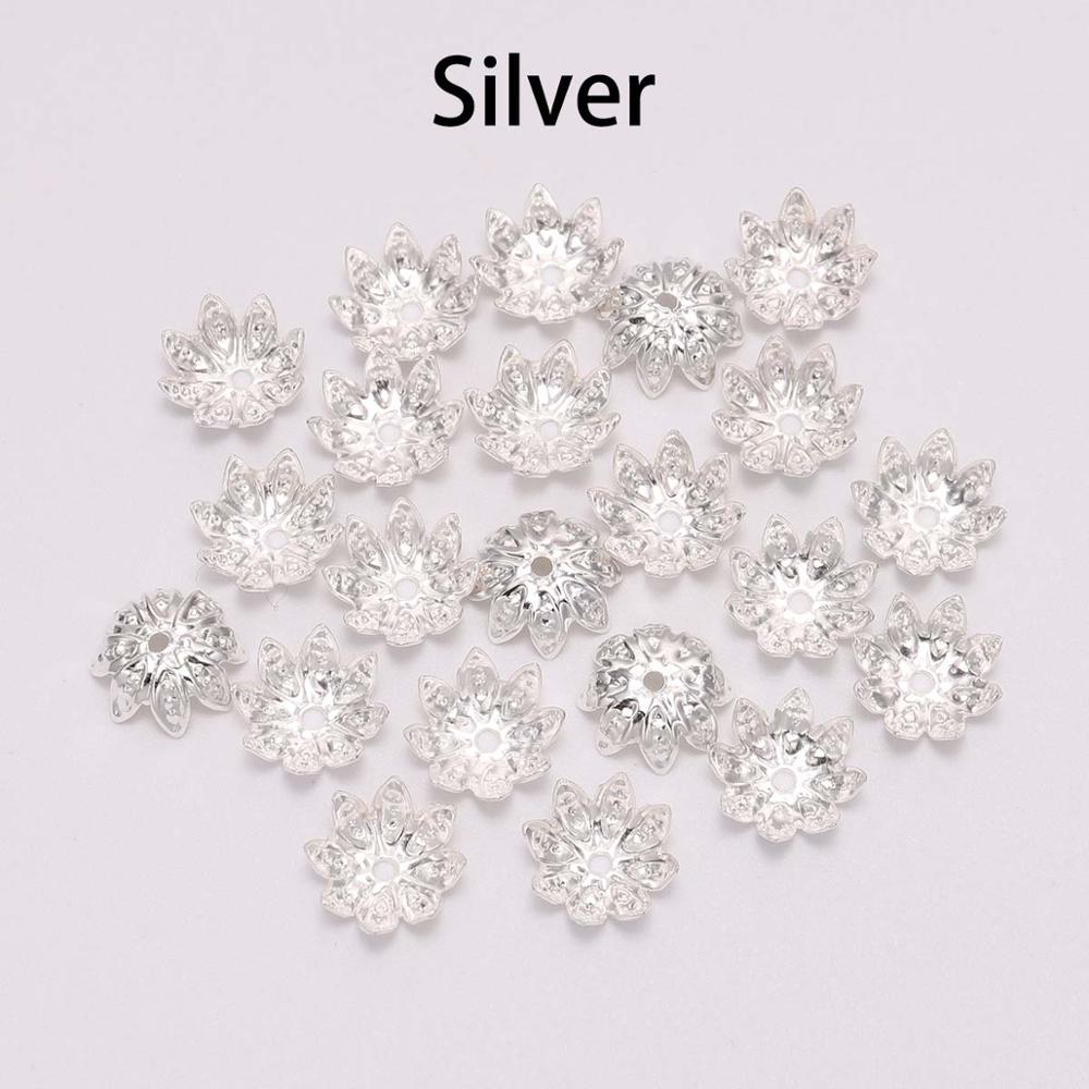 100 Pcs/Bag 8mm 10mm Flower Bead End Caps Gold Bead Caps For DIY Jewelry Making Bracelet Earrings Accessories Findings