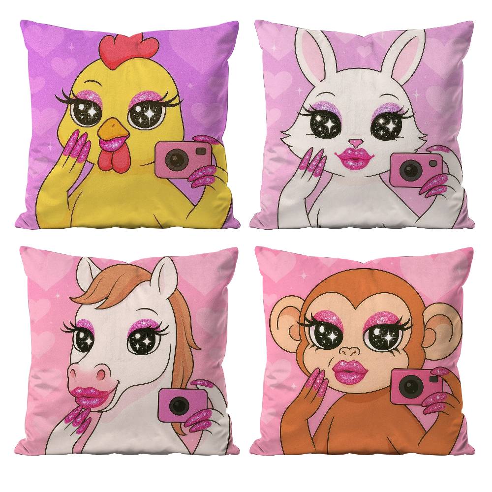 N-Nail Art Animals Pillow Case null