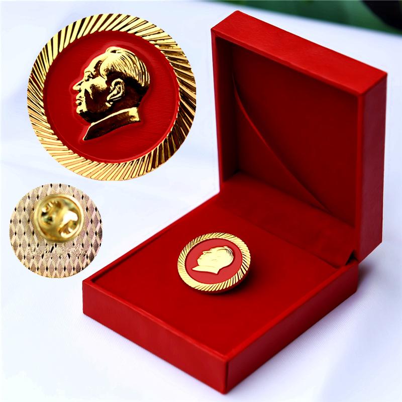 Copper metal brooch, Chairman Mao's emblem, Grandpa Mao's badge, clothing accessories, brass tooth shaped commemorative medal brooch