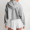 Женская модная однотонная свободная кофта с V-образным вырезом и длинными рукавами, короткая толстовка с капюшоном