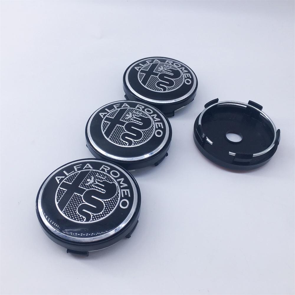 QCYZR1 4PCS 60mm For Alfa Romeo Black caps 030 Stelvio Sportiva GT 159 166 147 156 Mito Metal Emblem Auto Hub caps Decoration Styling