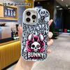 Phone Case: 2D flat design suitable for iPhone 18 17 16 15 14 13 Pro protective case, couple style, skull rabbit, Christmas and Halloween gifts