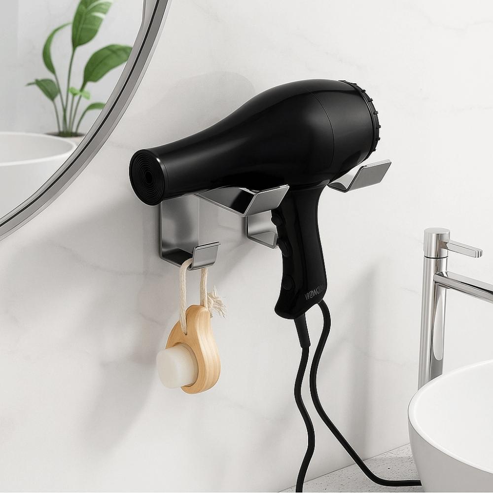 Настенная полка для хранения фена, водонепроницаемая подставка для фена, простой металлический кронштейн для хранения, салон