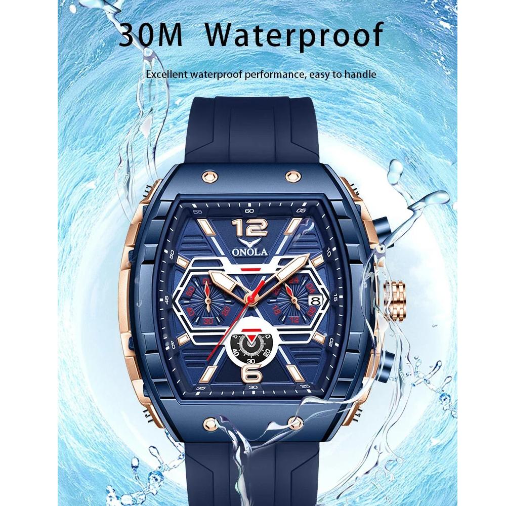 Модные спортивные мужские кварцевые часы водонепроницаемые многофункциональные часы роскошные светящиеся наручные часы Tonneau Mille для мужчин