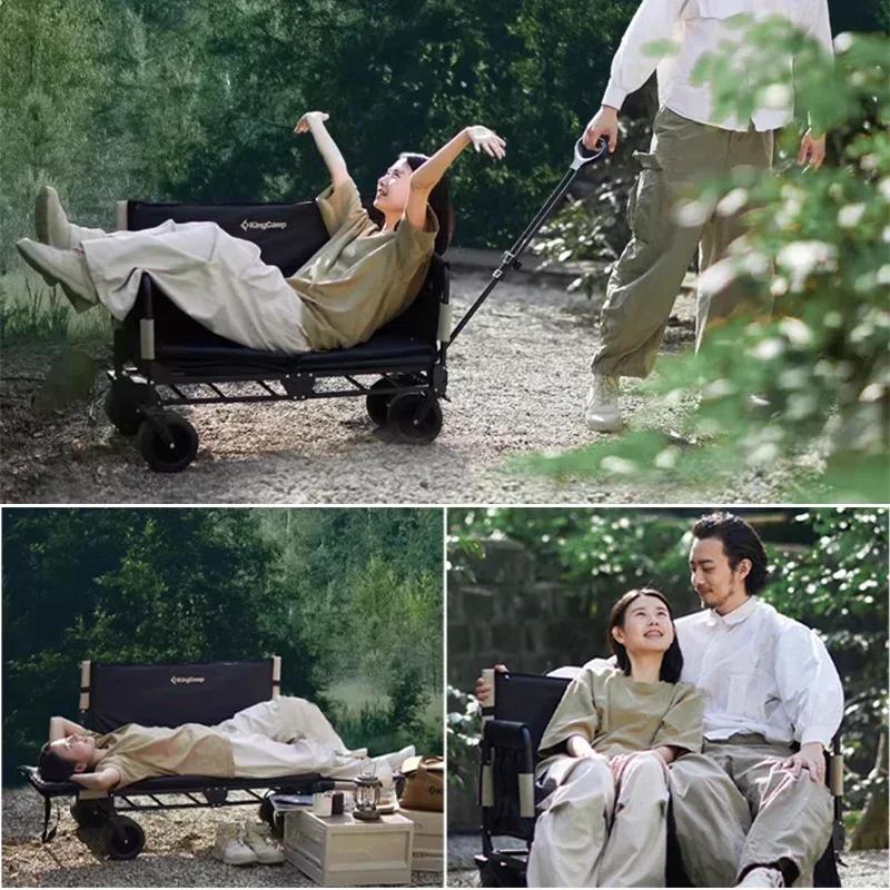 Hot SalesFolding Wagon Folding Sofa With Brakes Multiple Use Oxford Cloth Heavy Duty Camping Cart Multiple Pockets