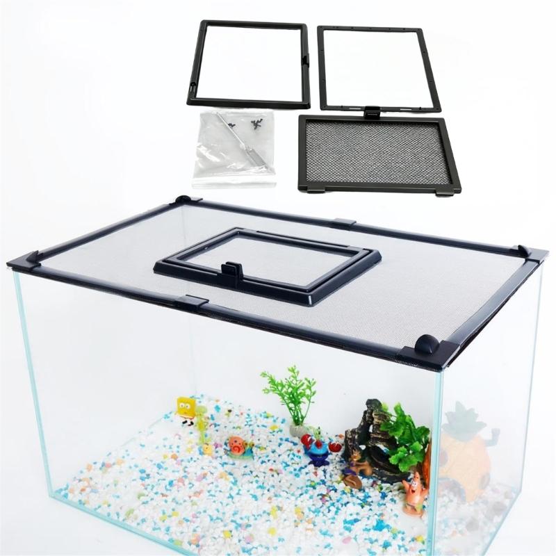 Replacement Magnetic Fish Tanks Guard Net Prevents Jumping Includes Sturdy Mounting Holders