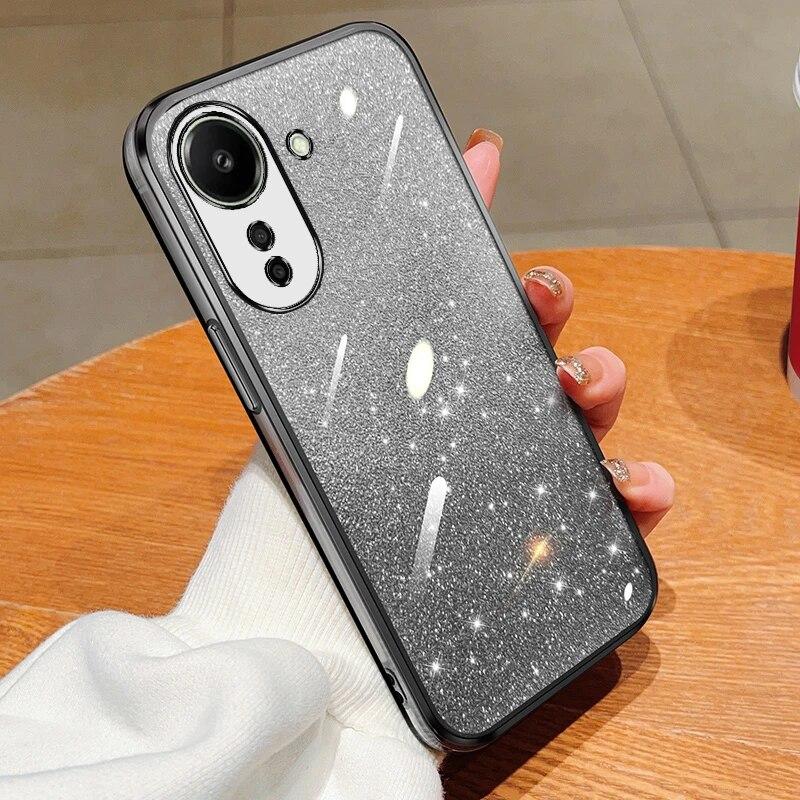 Fashion Plating Gradient Glitter Case For Xiaomi Mi 14 13 Pro 12 11 Lite 11T Redmi Note 12 Pro 12S 11 11S Silicone Back Cover