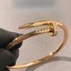 V Gold High Version Classic Nail Head and Tail with Diamond Couple Bracelet Thick Plated 18K Rose Gold Light Luxury